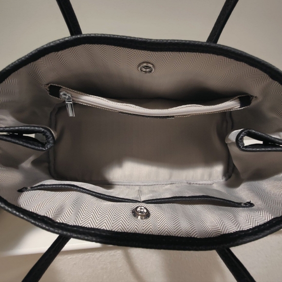 Classic Black Genuine Leather Top Handle Tote Shoulder Bag - Picture 5 of 8